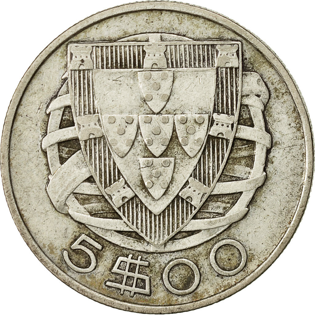 moneta, Portogallo, 5 Escudos, 1934, MB+, Argento, KM:581