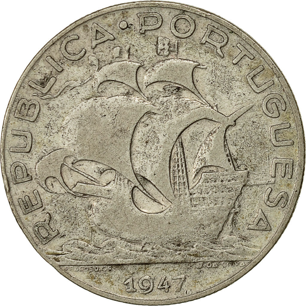 münze, Portugal, 5 Escudos, 1947, S, Silber, KM:581