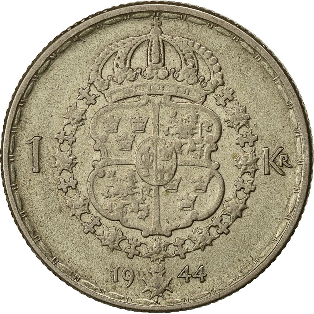 moneta, Svezia, Gustaf V, Krona, 1944, BB, Argento, KM:814