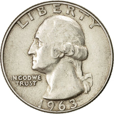 Coin, United States, Washington Quarter, Quarter, 1963, U.S. Mint, Denver