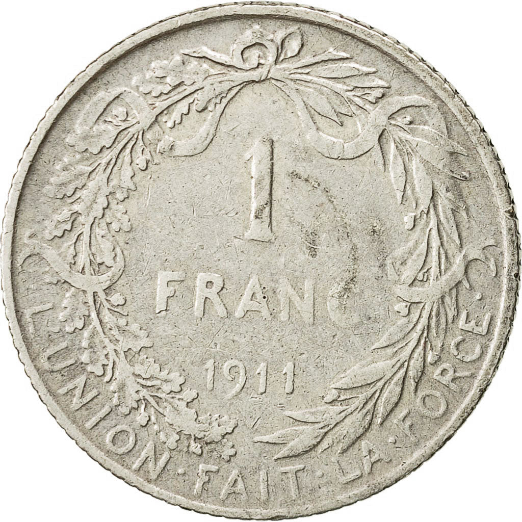 moneda, Bélgica, Franc, 1911, MBC, Plata, KM:72