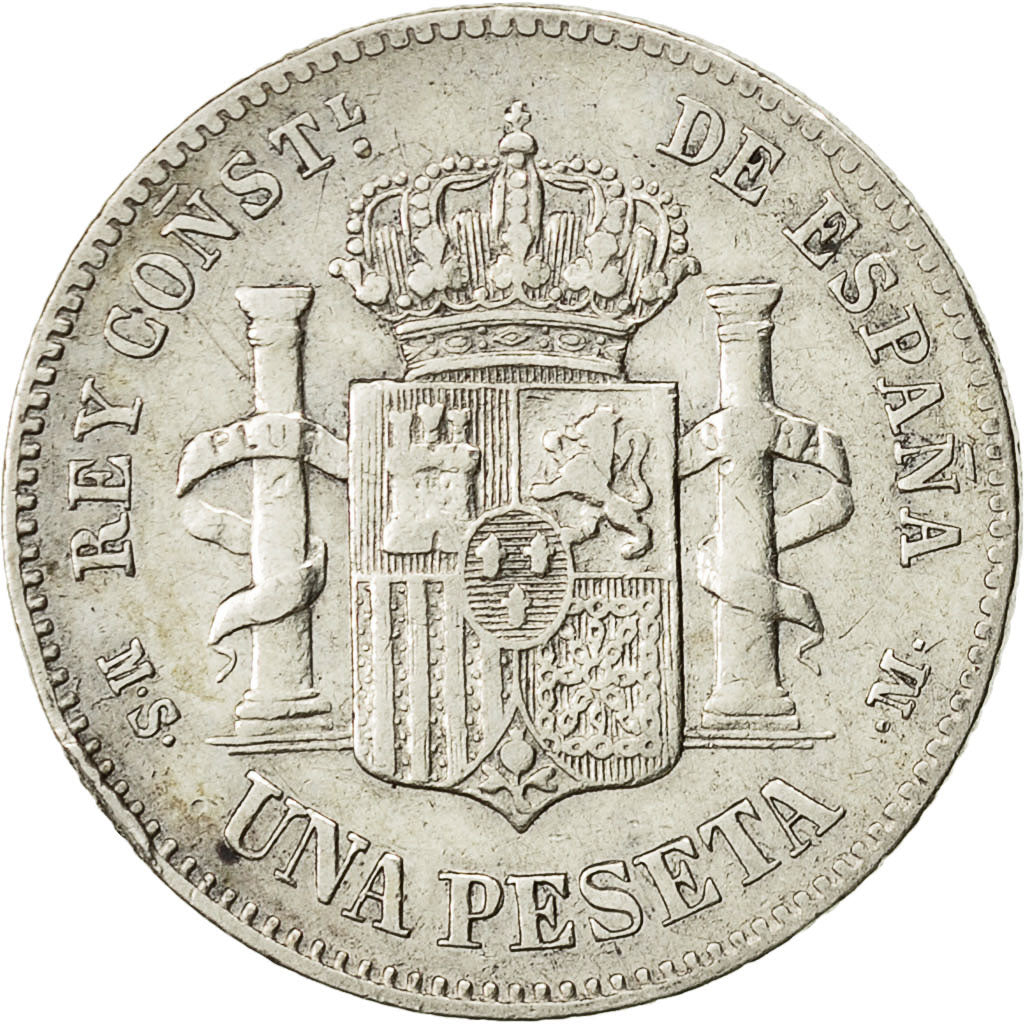 moneta, Spagna, Alfonso XII, Peseta, 1885, Madrid, BB, Argento, KM:686