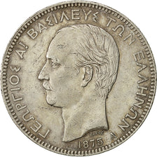 coin, Greece, George I, 5 Drachmai, 1875, Paris, EF(40-45), Silver, KM:46