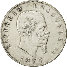 moneda, Italia, Vittorio Emanuele II, 5 Lire, 1877, Rome, MBC, Plata, KM:8.4
