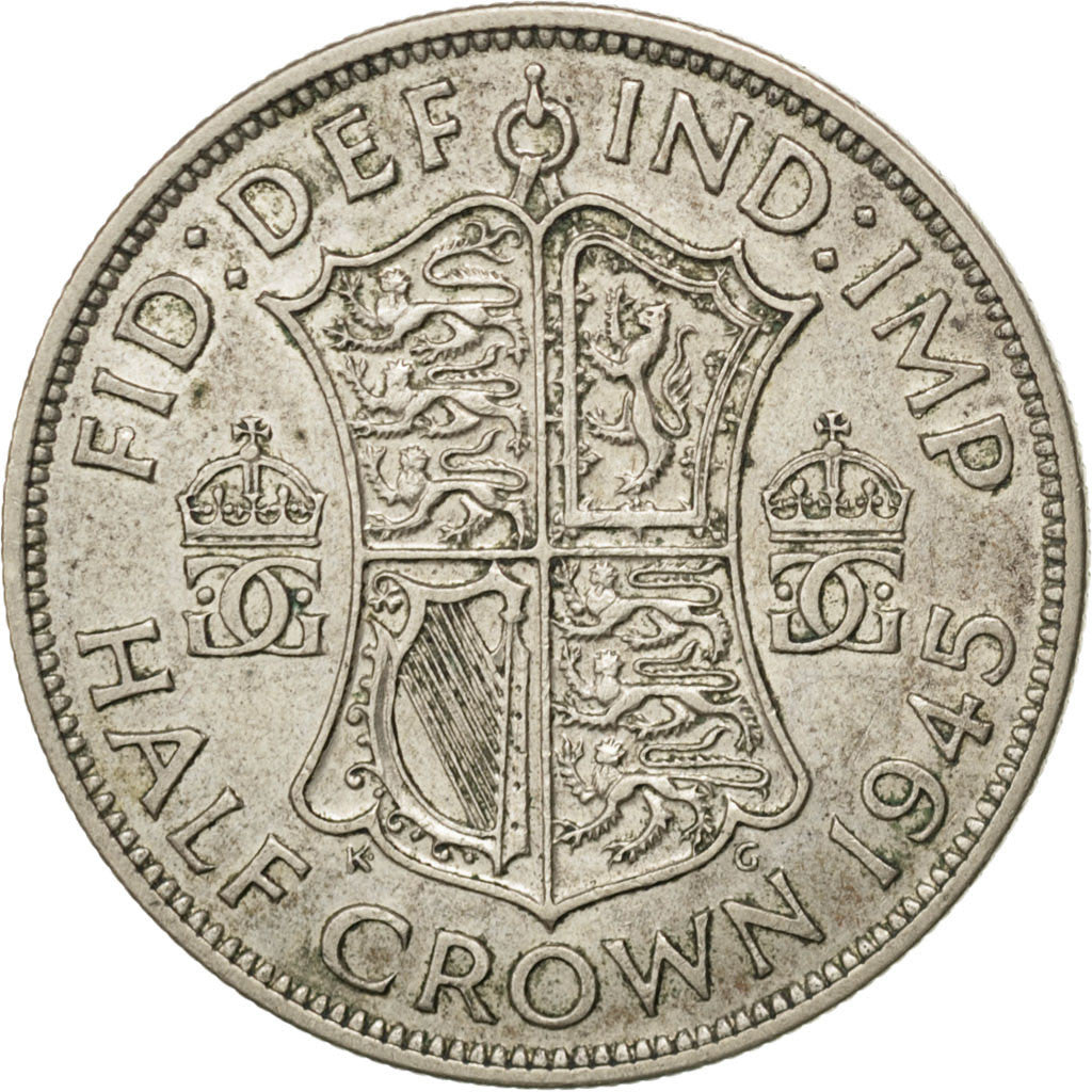 Coin, Great Britain, George VI, 1/2 Crown, 1945, EF(40-45), Silver, KM:856