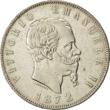 coin, Italy, Vittorio Emanuele II, 5 Lire, 1872, Milan, EF(40-45), Silver