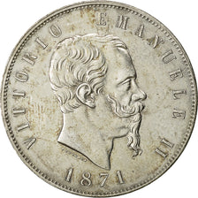 moneta, Italia, Vittorio Emanuele II, 5 Lire, 1871, Milan, BB, Argento, KM:8.3