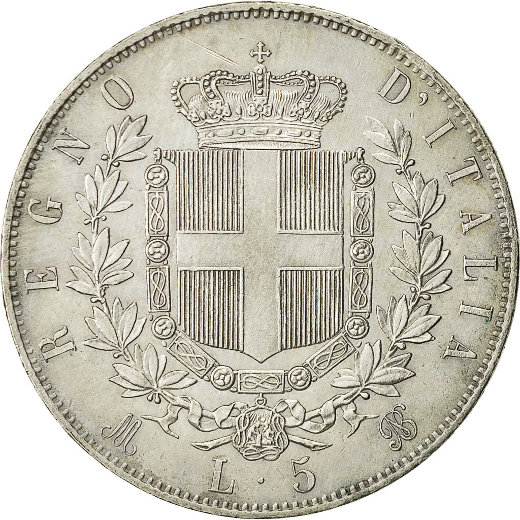 moneta, Italia, Vittorio Emanuele II, 5 Lire, 1871, Milan, BB, Argento, KM:8.3