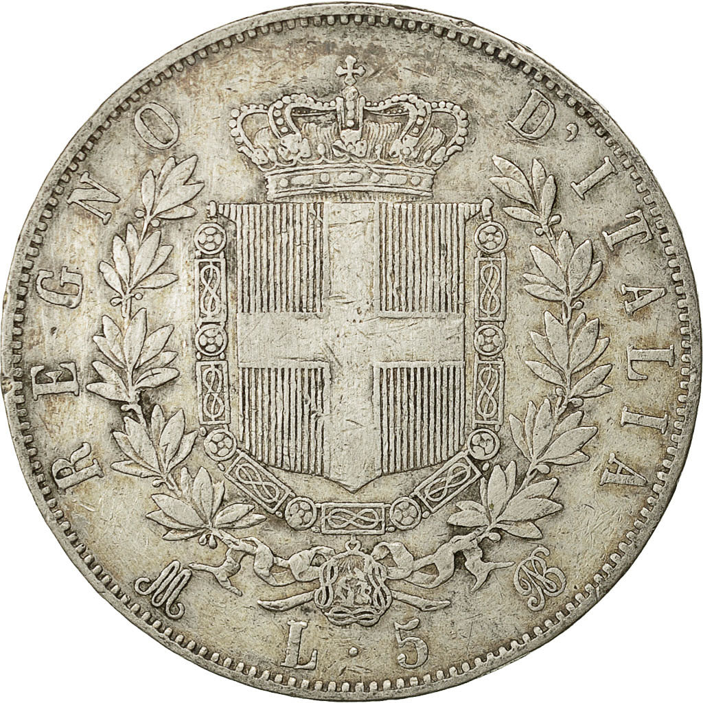 moneta, Italia, Vittorio Emanuele II, 5 Lire, 1870, Milan, BB, Argento, KM:8.3