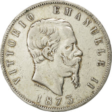 coin, Italy, Vittorio Emanuele II, 5 Lire, 1873, Milan, EF(40-45), Silver