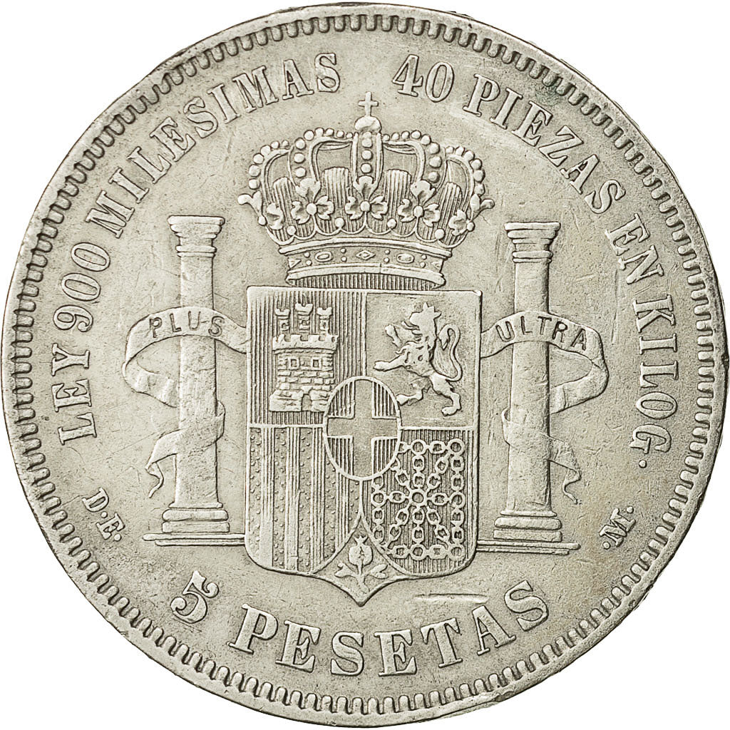 moneta, Spagna, Amadeao I, 5 Pesetas, 1874, Madrid, BB, Argento, KM:666