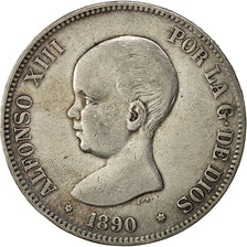 coin, Spain, Alfonso XIII, 5 Pesetas, 1890, Madrid, VF(30-35), Silver, KM:689