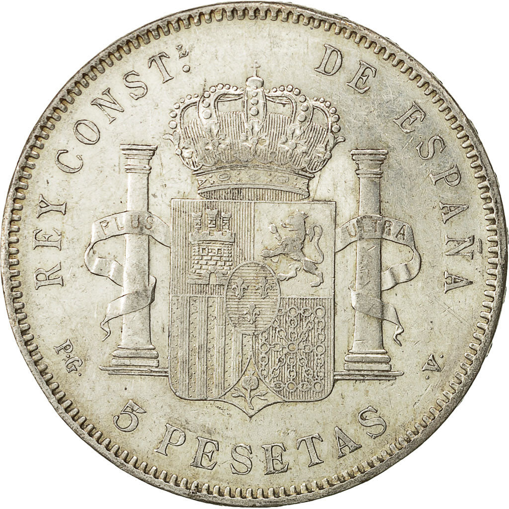 münze, Spanien, Alfonso XIII, 5 Pesetas, 1896, Madrid, SS, Silber, KM:707