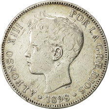 coin, Spain, Alfonso XIII, 5 Pesetas, 1898, Madrid, VF(30-35), Silver, KM:707