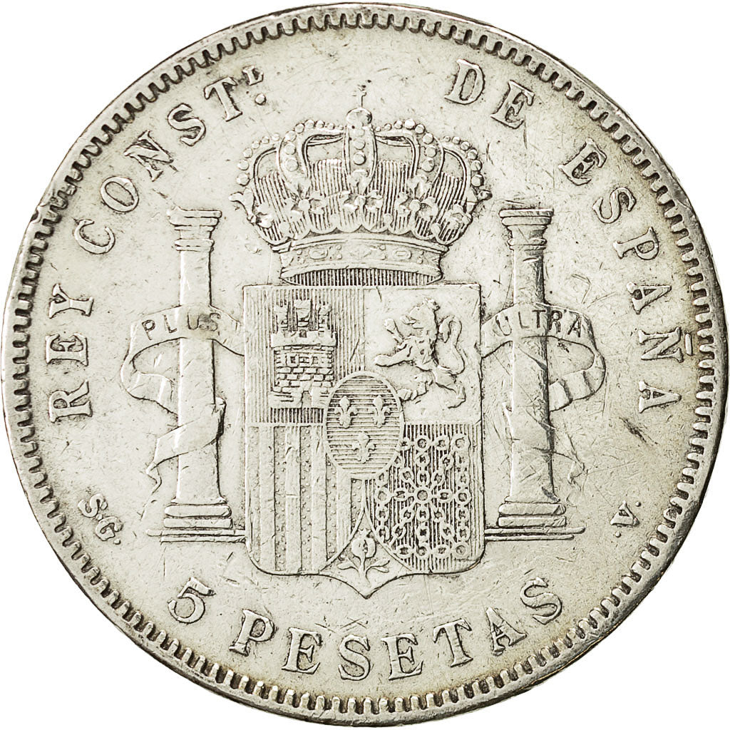 coin, Spain, Alfonso XIII, 5 Pesetas, 1898, Madrid, VF(30-35), Silver, KM:707