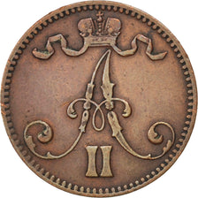 Moneta, Finlandia, Alexander II, 5 Pennia, 1867, BB, Rame, KM:4.1