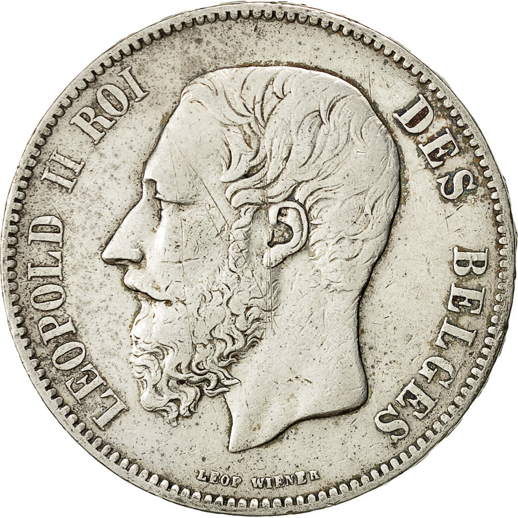 moneta, Belgio, Leopold II, 5 Francs, 5 Frank, 1872, MB+, Argento, KM:24