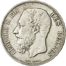 moneta, Belgio, Leopold II, 5 Francs, 5 Frank, 1872, MB+, Argento, KM:24