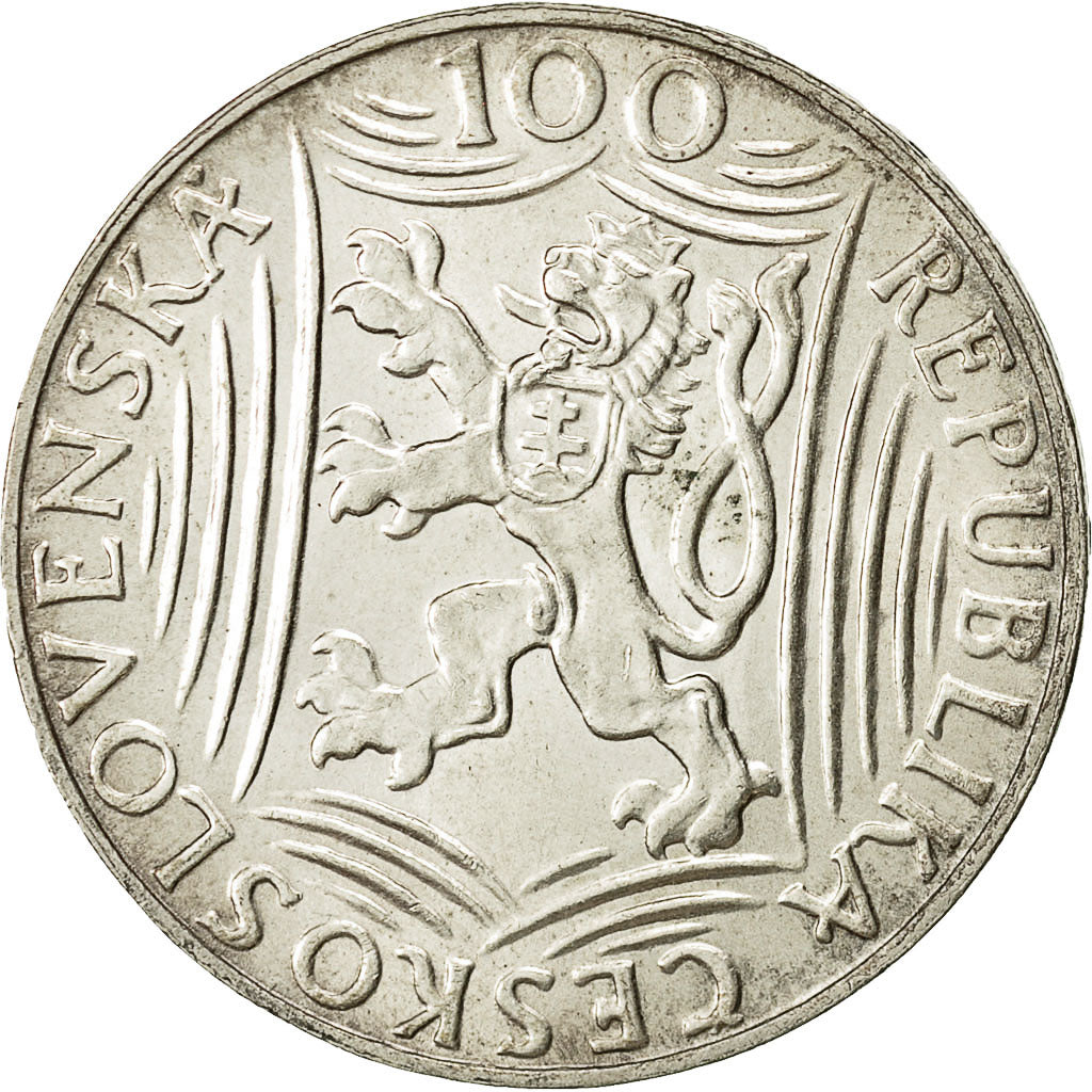 moneta, Cecoslovacchia, 100 Korun, 1949, SPL-, Argento, KM:30