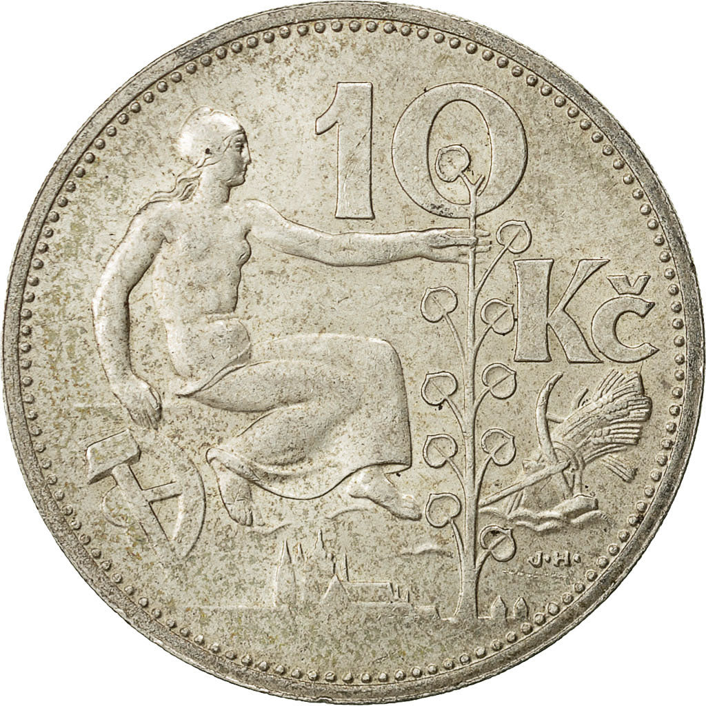 moneta, Cecoslovacchia, 10 Korun, 1932, BB, Argento, KM:15