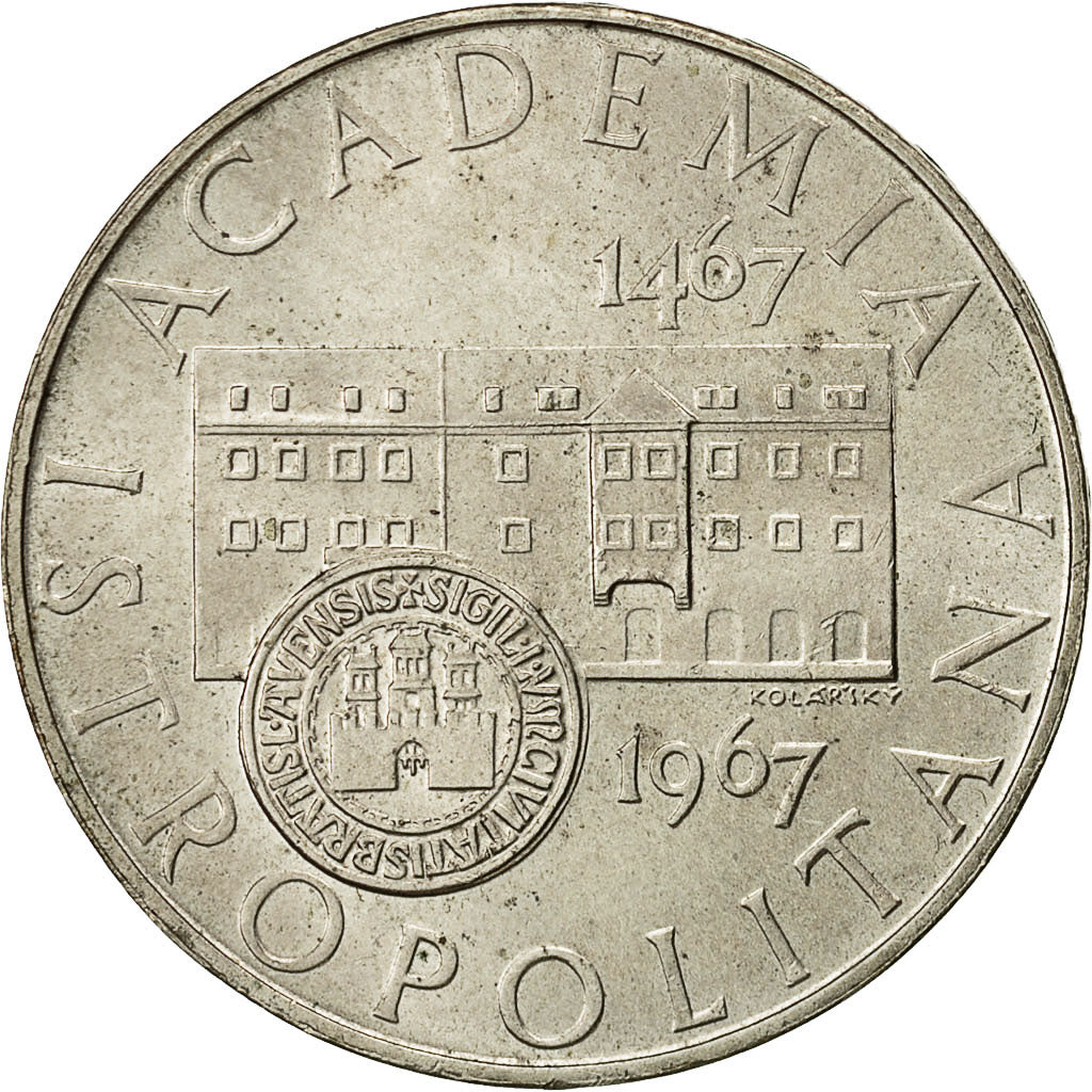 münze, Tschechoslowakei, 10 Korun, 1967, VZ, Silber, KM:62