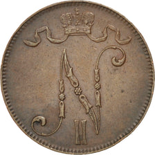 Moneta, Finlandia, Nicholas II, 5 Pennia, 1899, BB+, Rame, KM:15