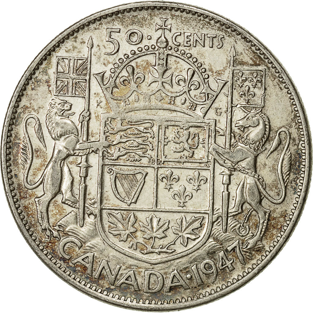 moneta, Canada, George VI, 50 Cents, 1947, Royal Canadian Mint, Ottawa, BB