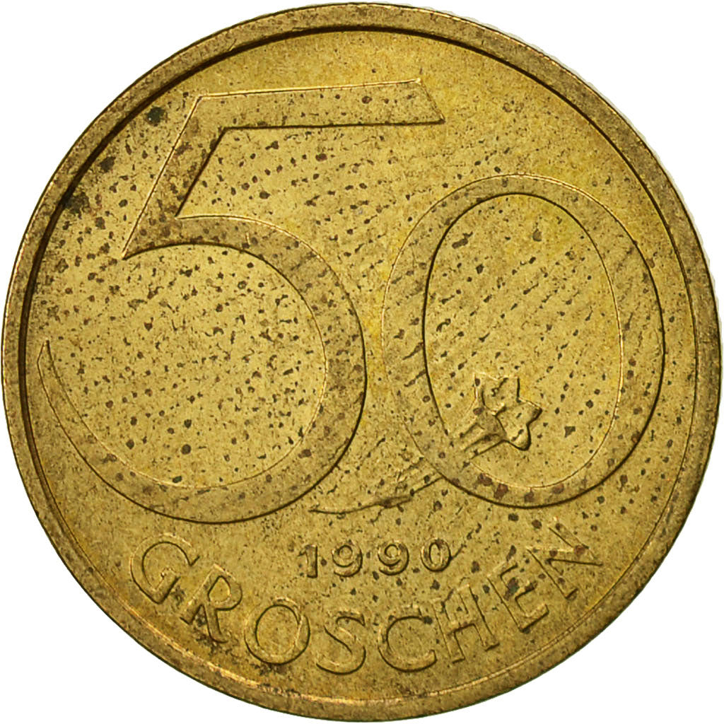 Moneta, Austria, 50 Groschen, 1990, BB, Alluminio-bronzo, KM:2885