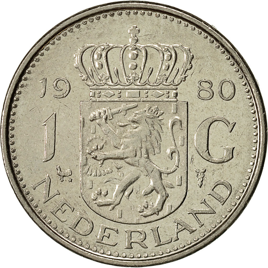 Moneda, Países Bajos, Juliana, Gulden, 1980, MBC+, Níquel, KM:184a
