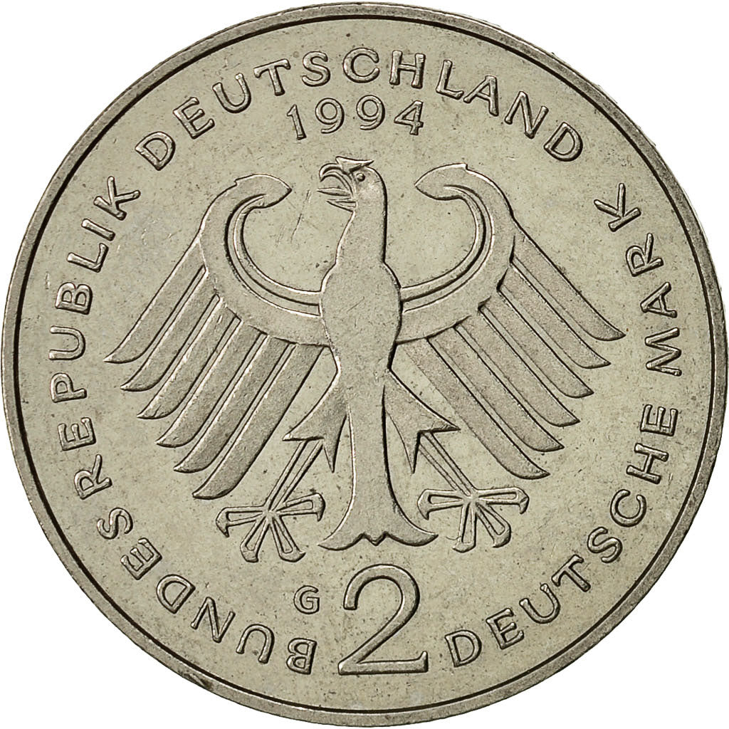 Coin, GERMANY - FEDERAL REPUBLIC, 2 Mark, 1994, Karlsruhe, AU(50-53)