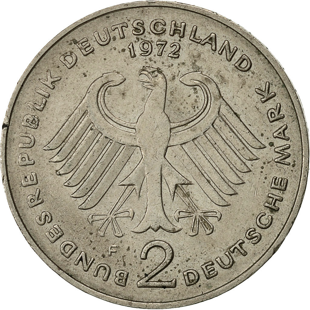 Coin, GERMANY - FEDERAL REPUBLIC, 2 Mark, 1972, Stuttgart, EF(40-45)