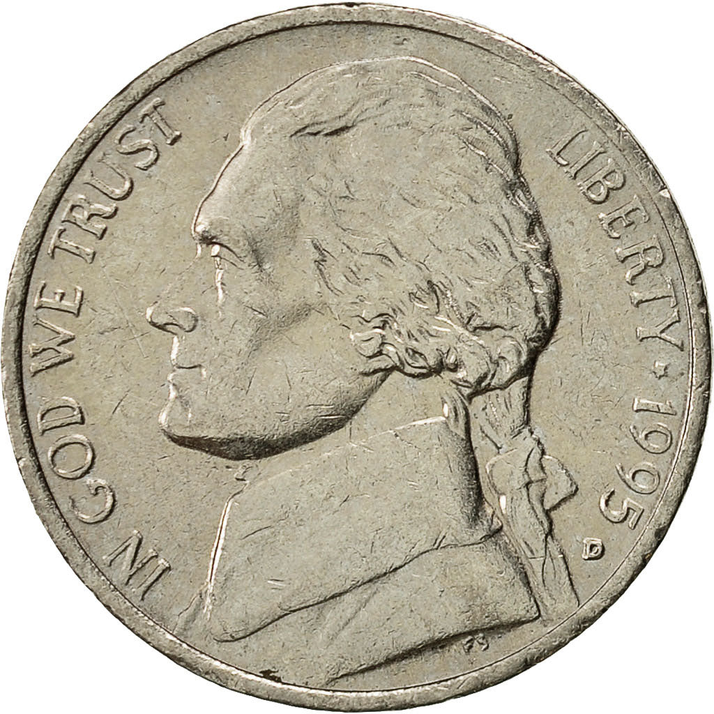 Moneta, Stati Uniti, Jefferson Nickel, 5 Cents, 1995, U.S. Mint, Denver, BB+