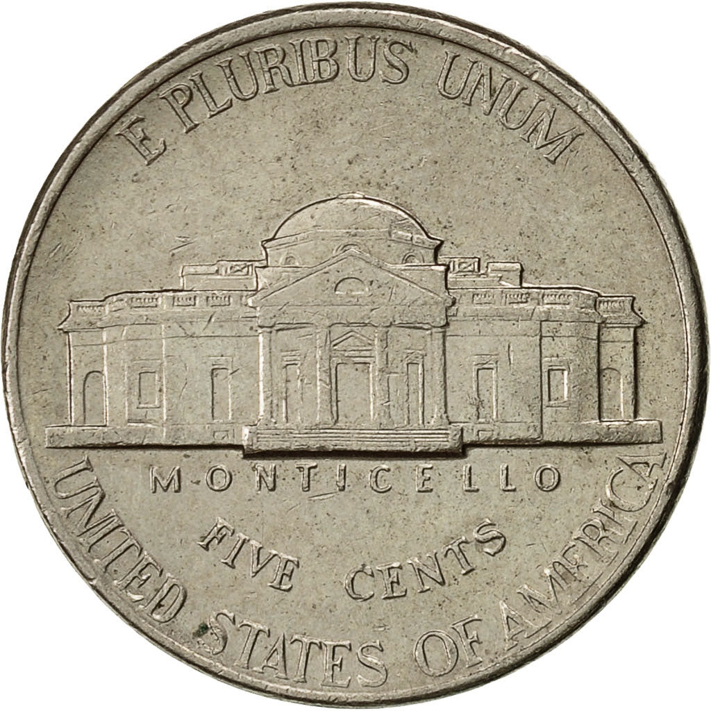 Coin, United States, Jefferson Nickel, 5 Cents, 1996, U.S. Mint, Denver
