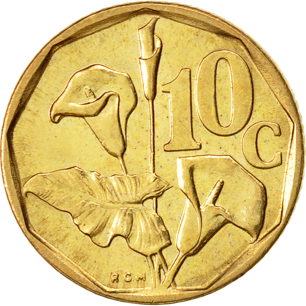 Moneda, Sudáfrica, 10 Cents, 1994, EBC, Bronce chapado en acero, KM:135