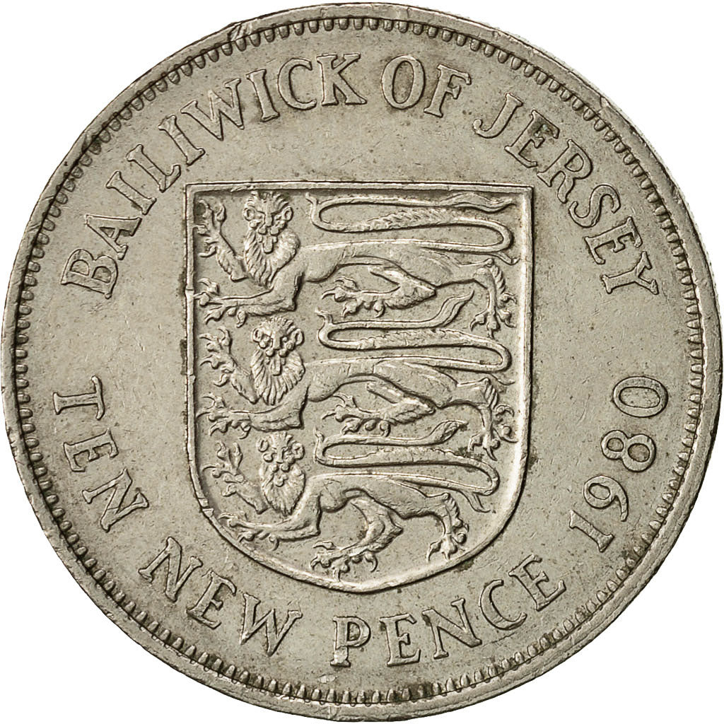 Moneta, Jersey, Elizabeth II, 10 New Pence, 1980, BB, Rame-nichel, KM:33