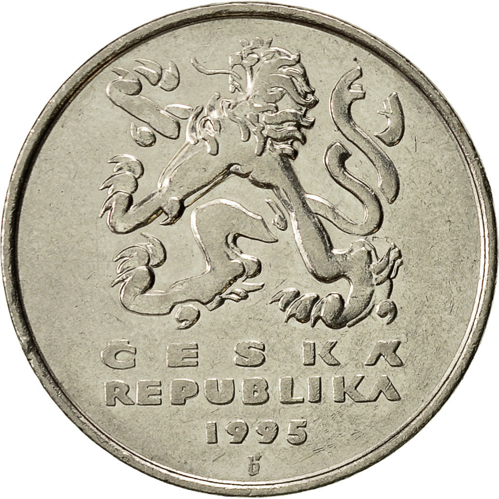 Coin, Czech Republic, 5 Korun, 1995, AU(50-53), Nickel plated steel, KM:8