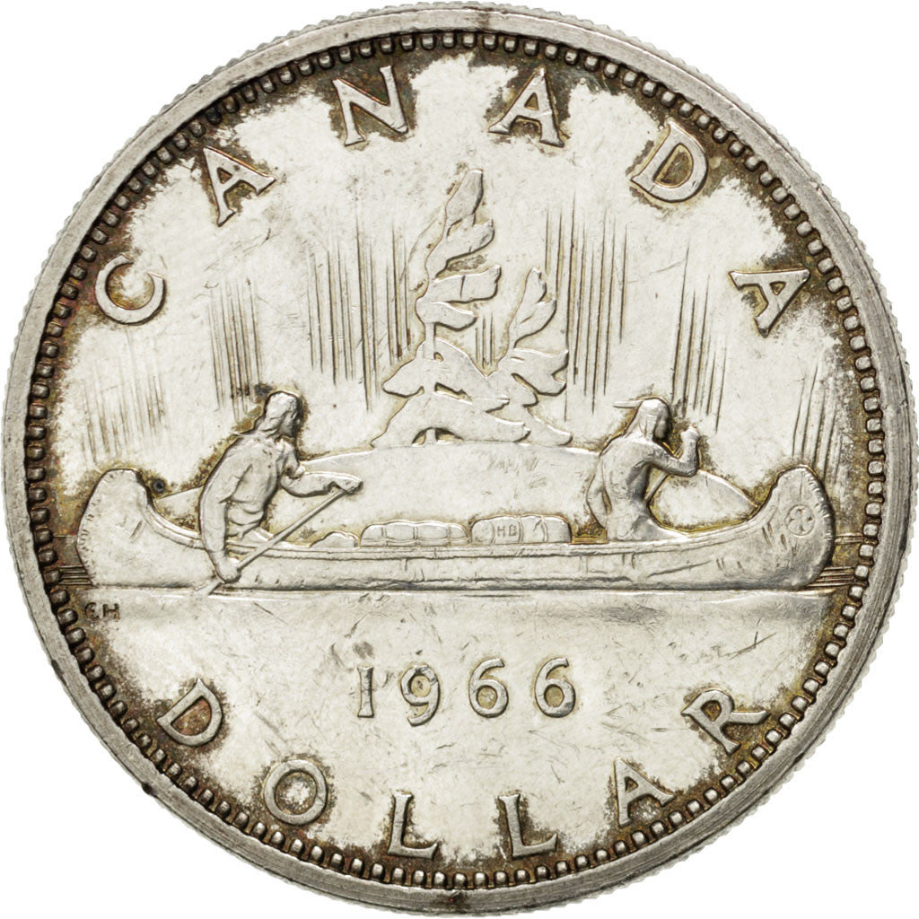 Coin, Canada, Elizabeth II, Dollar, 1966, Ottawa, AU(50-53), Silver, KM:64.1