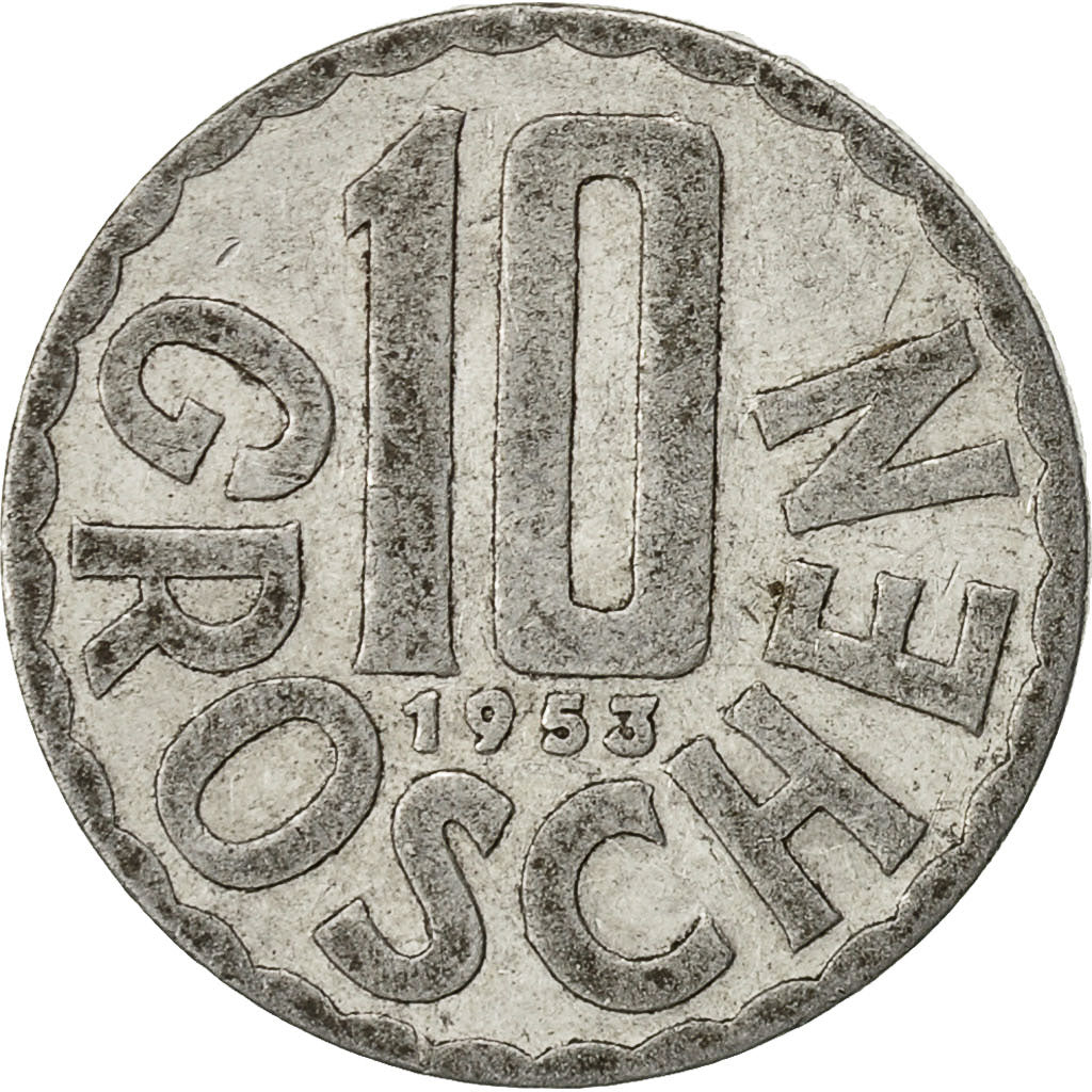 Moneta, Austria, 10 Groschen, 1953, Vienna, BB, Alluminio, KM:2878