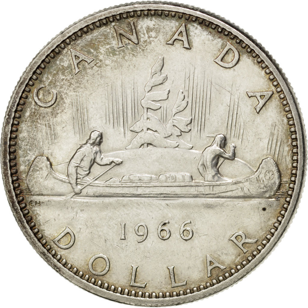 CANADA, Dollar, 1966, Royal Canadian Mint, KM #64.1, EF(40-45), Silver, 36,...