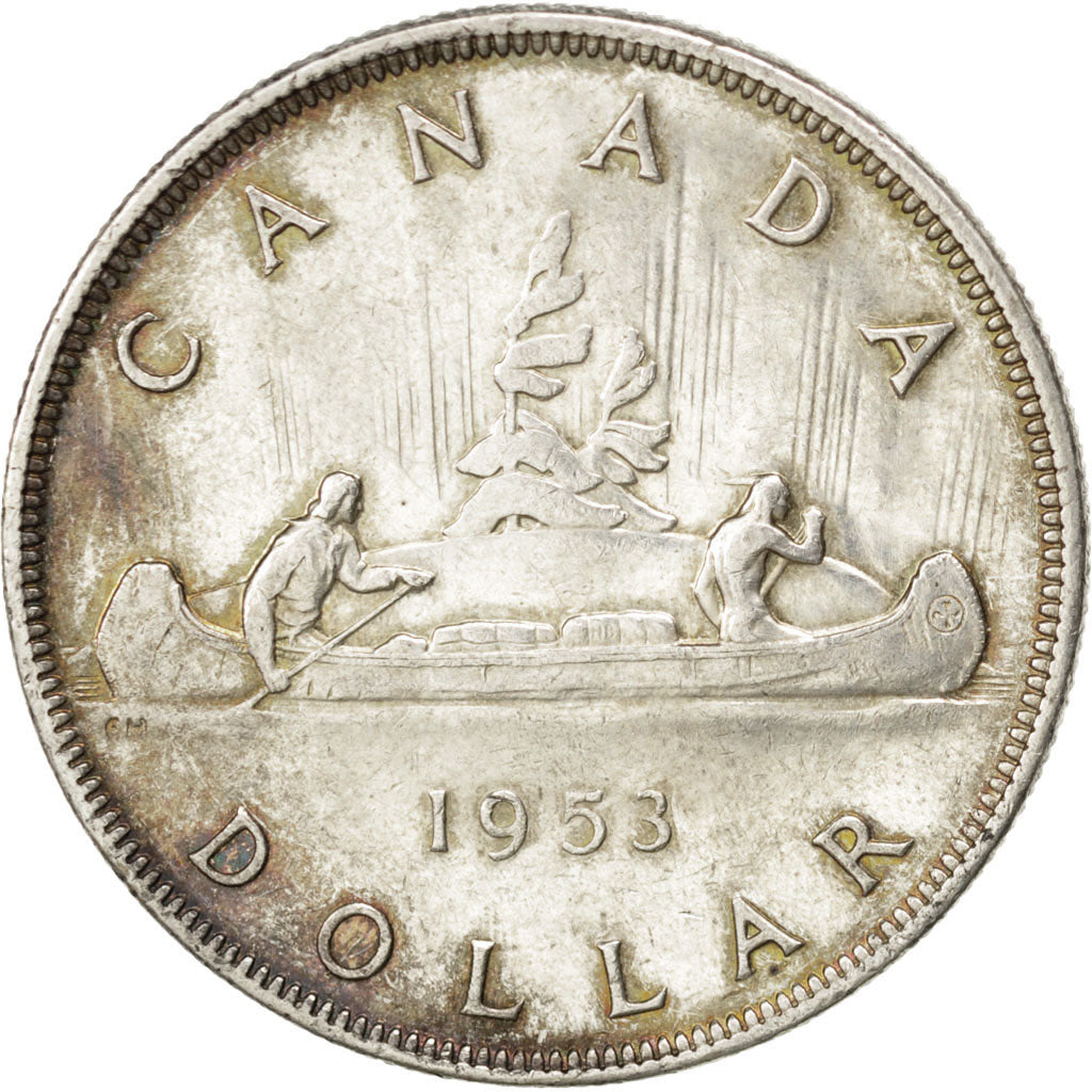 CANADA, Dollar, 1953, Royal Canadian Mint, KM #54, AU(50-53), Silver, 36, 23.39