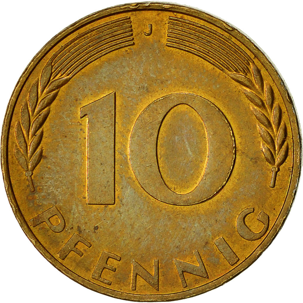 Coin, GERMANY - FEDERAL REPUBLIC, 10 Pfennig, 1970, Hambourg, EF(40-45), Brass