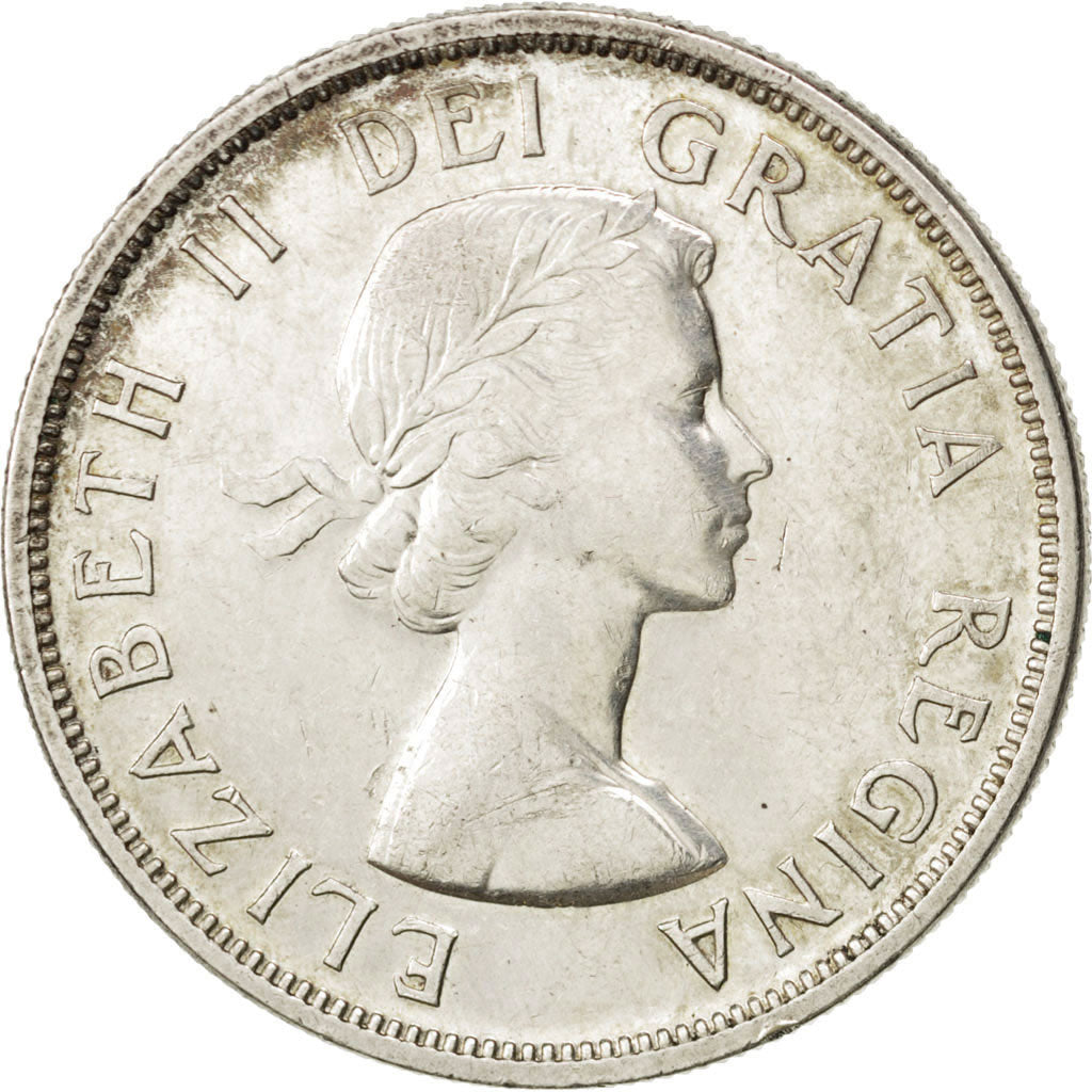 CANADA, Dollar, 1958, Royal Canadian Mint, KM #55, EF(40-45), Silver, 36, 23.05