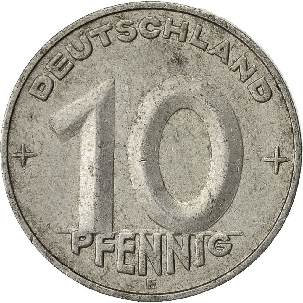Coin, GERMAN-DEMOCRATIC REPUBLIC, 10 Pfennig, 1952, Muldenhütten, EF(40-45)
