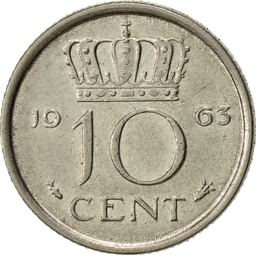 Monnaie, Pays-Bas, Juliana, 10 Cents, 1963, TTB, Nickel, KM:182