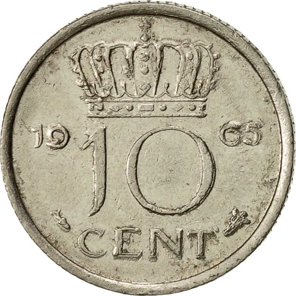 Monnaie, Pays-Bas, Juliana, 10 Cents, 1965, TTB, Nickel, KM:182