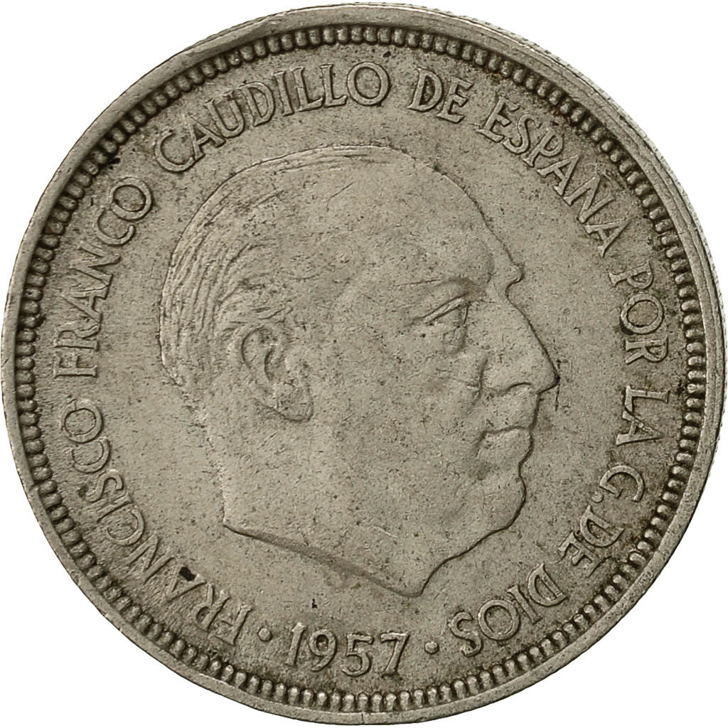 Moneta, Spagna, Caudillo and regent, 5 Pesetas, 1958, BB, Rame-nichel, KM:786