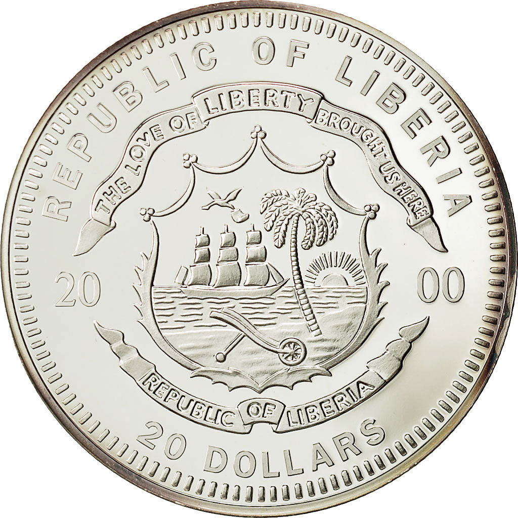 Coin, Liberia, 20 Dollars, Paris, 2000, MS(65-70), Silver