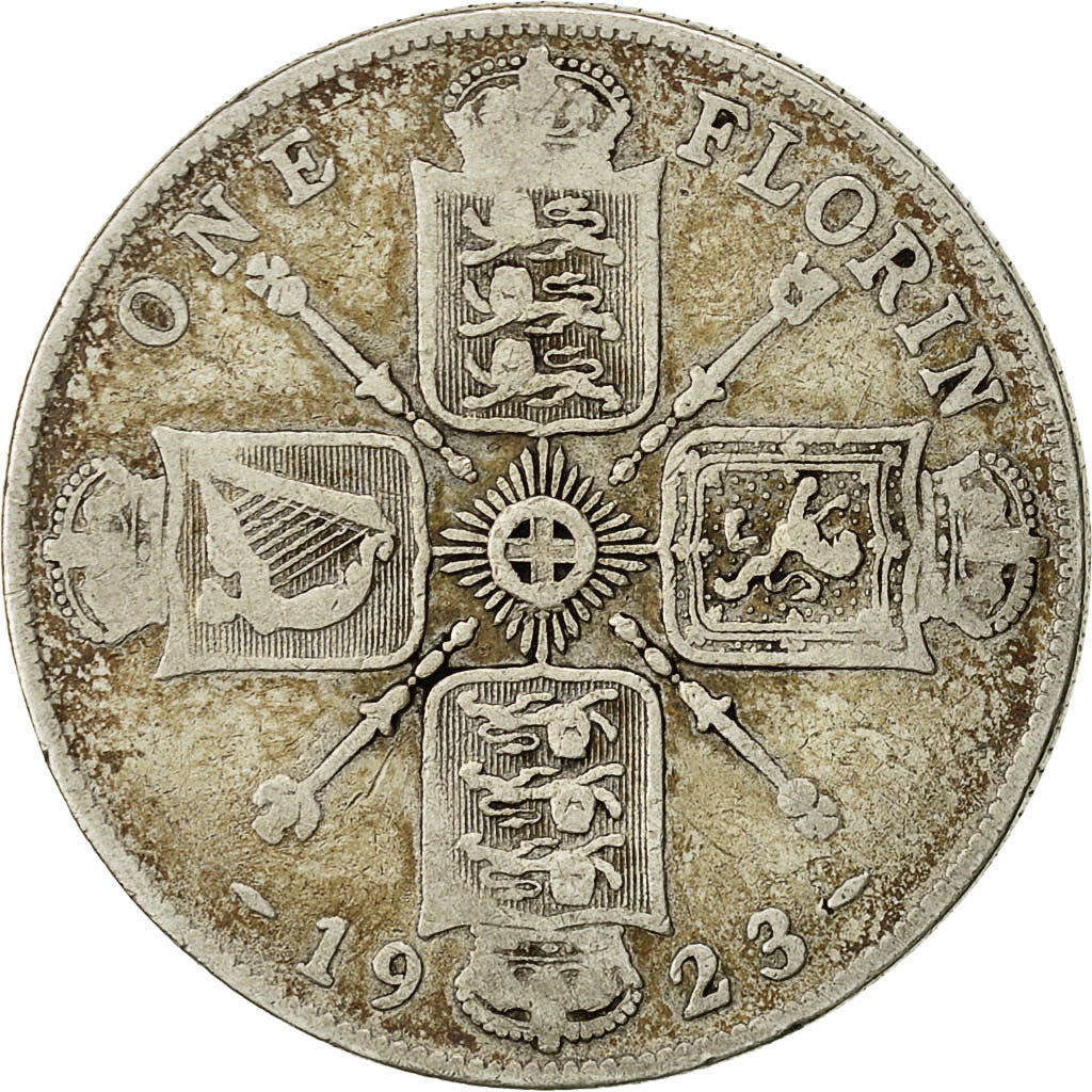 Moneta, Gran Bretagna, George V, Florin, Two Shillings, 1923, MB, Argento