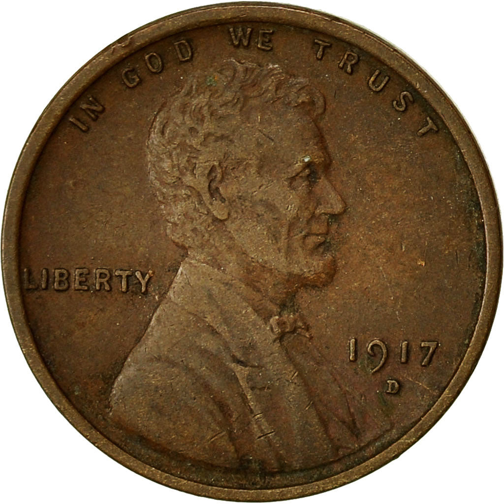 Moneta, Stati Uniti, Lincoln Cent, Cent, 1917, U.S. Mint, Denver, MB+, Bronzo