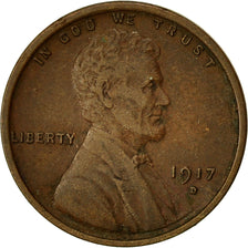 Moneta, Stati Uniti, Lincoln Cent, Cent, 1917, U.S. Mint, Denver, MB+, Bronzo